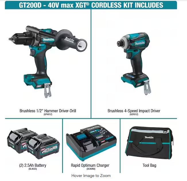 40V Max XGT Brushless Cordless 2-Pc. Combo Kit (Hammer Driver-Drill/Impact Driver) 2.5Ah