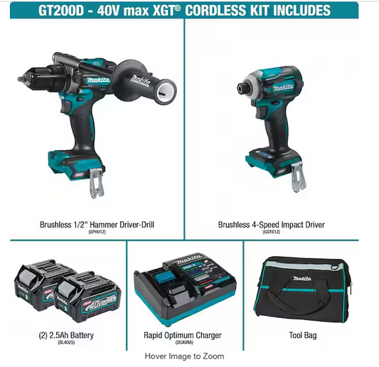40V Max XGT Brushless Cordless 2-Pc. Combo Kit (Hammer Driver-Drill/Impact Driver) 2.5Ah