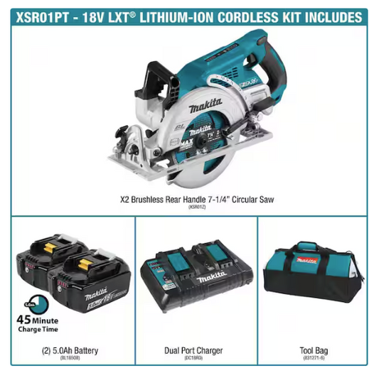 18V X2 LXT 5.0Ah Lithium-Ion (36V) Brushless Cordless Rear Handle 7-1/4 in. Circular Saw Kit